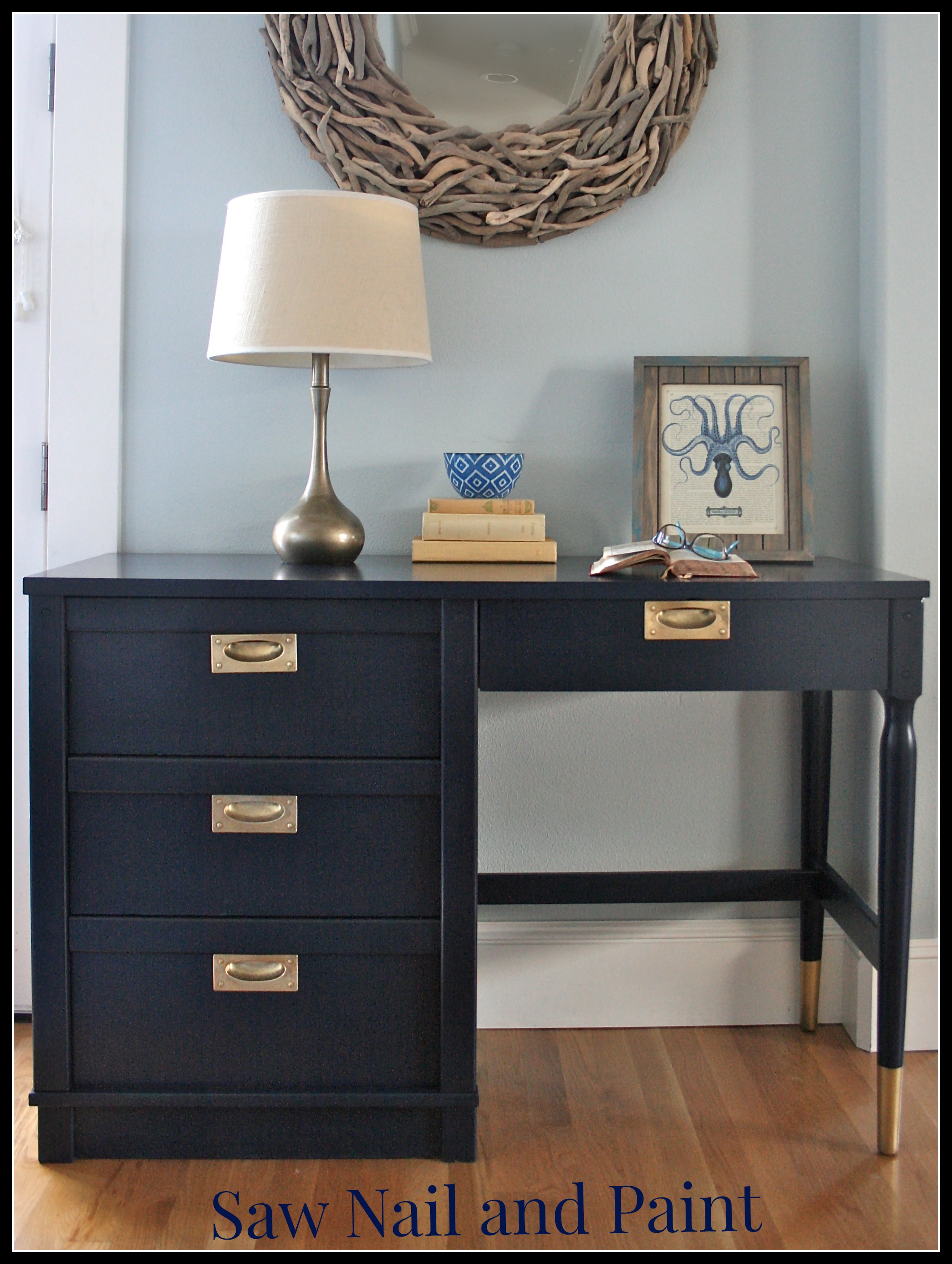 Vintage on sale blue desk