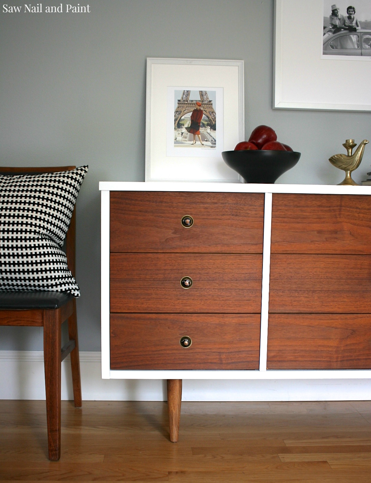 Bassett Mid Century Dresser Makeover - Saw Nail and Paint (1259 x 1640 Pixel)