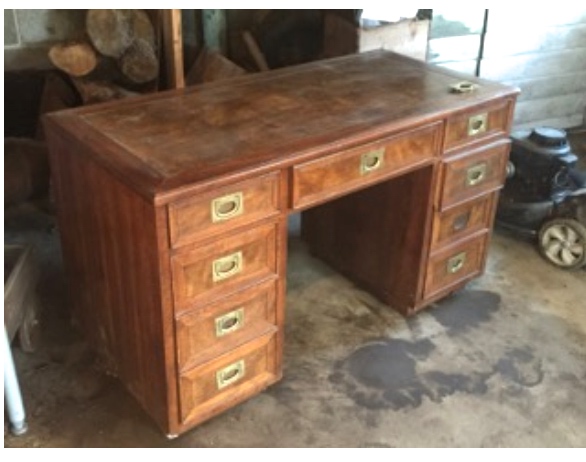 Navy Blue Campaign Style Desk Saw Nail And Paint