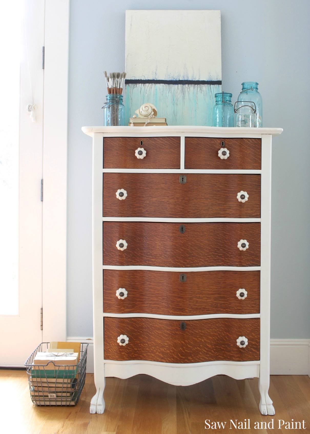 Tall white serpentine dresser 2 - Saw Nail and Paint