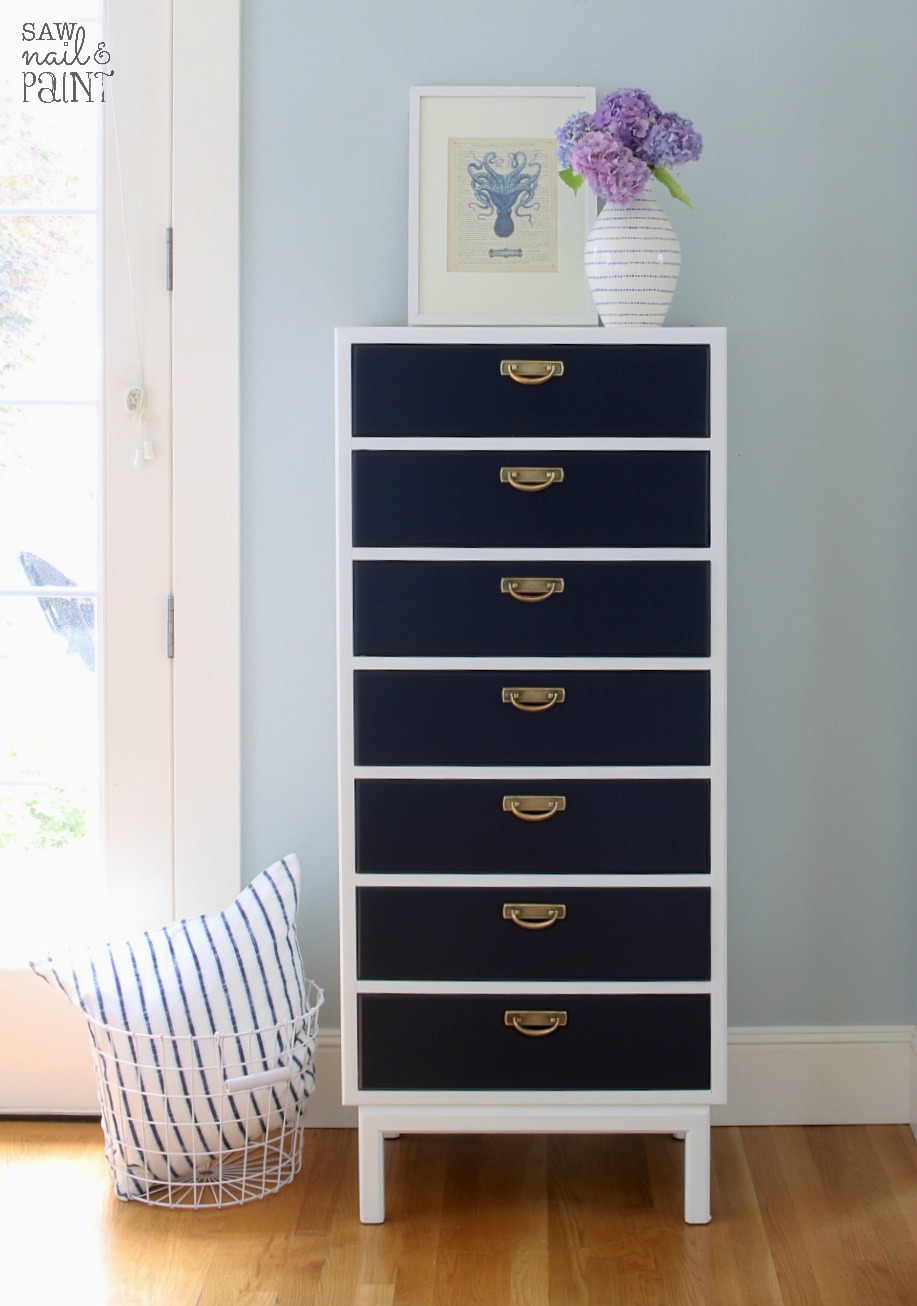 Broyhill Premier Dresser In Navy And White Saw Nail And Paint