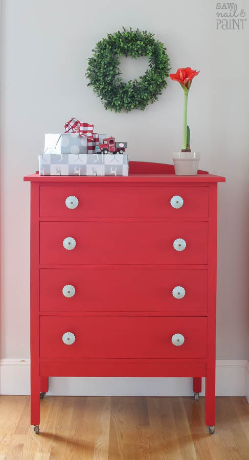 Vintage Dresser In Fort York Red Saw Nail And Paint