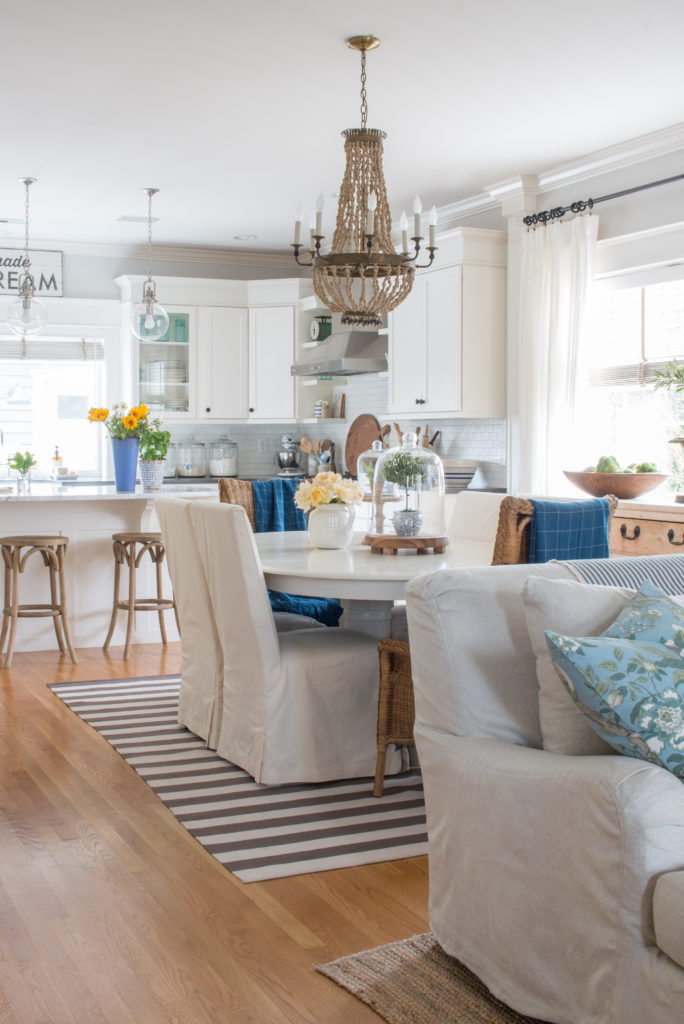 Neutral Open Floor Plan With Blue And Yellow - Saw Nail And Paint