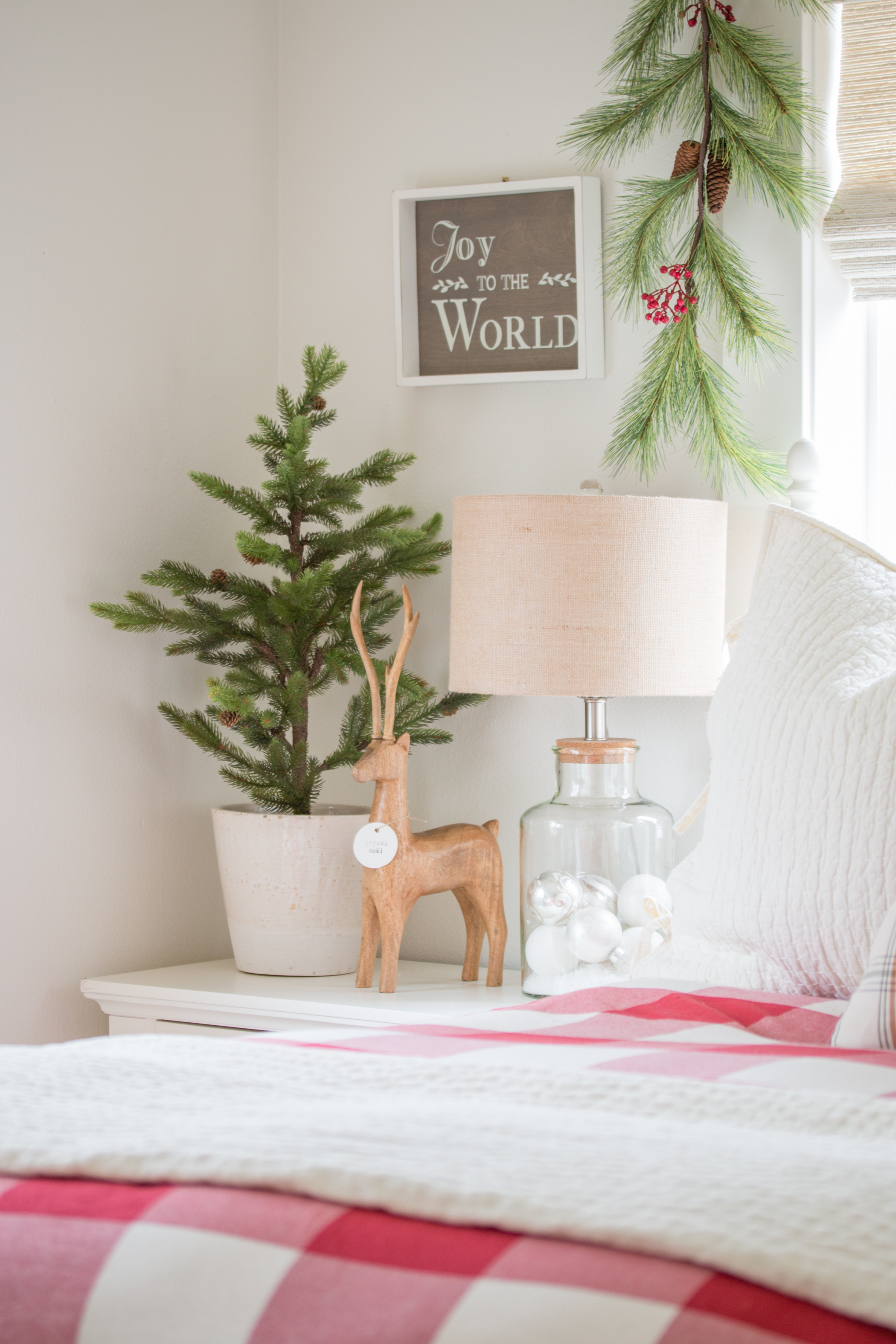 christmas decor on bedside table - Saw Nail and Paint